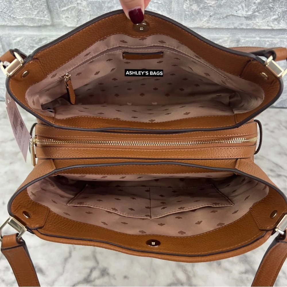 Kate Spade Leila Medium Patchwork Suede Triple Compartment Shoulder Bag Tote - Picture 6 of 9
